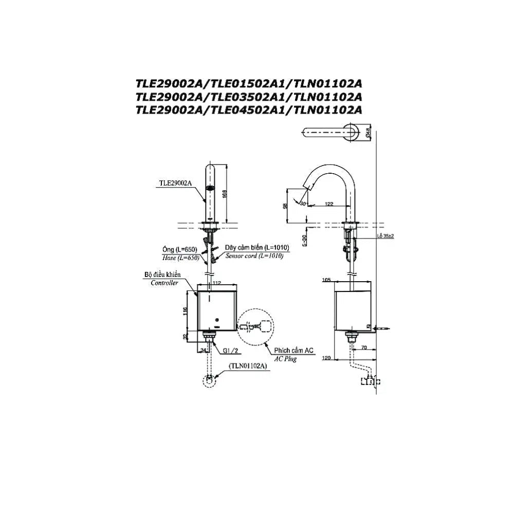 Vòi cảm ứng tự động TLE29002A TLE04502A1 TLN01102A | Thiết Bị Vệ Sinh TOTO
