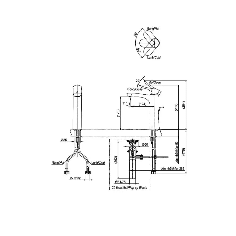 Tlg01304V Vòi Lavabo Nóng Lạnh