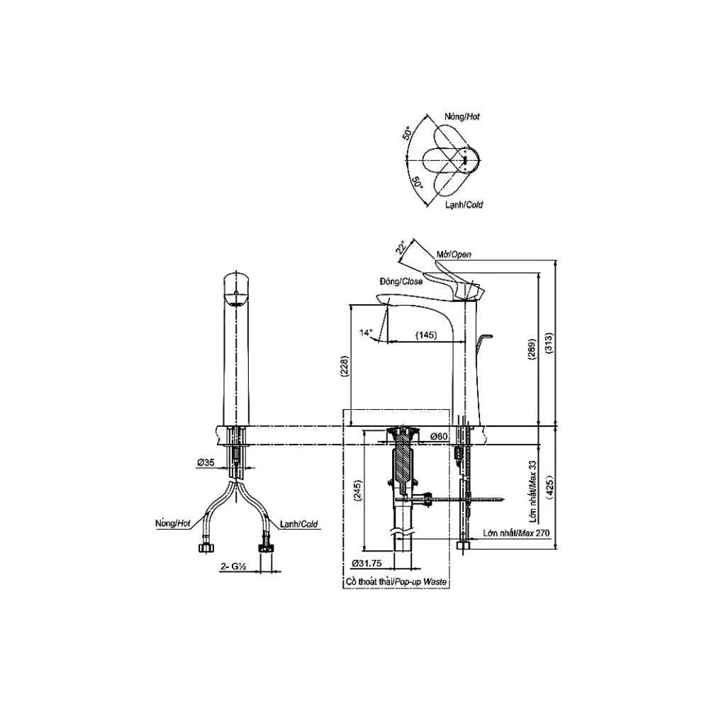 Tlg01307V Vòi Lavabo Nóng Lạnh