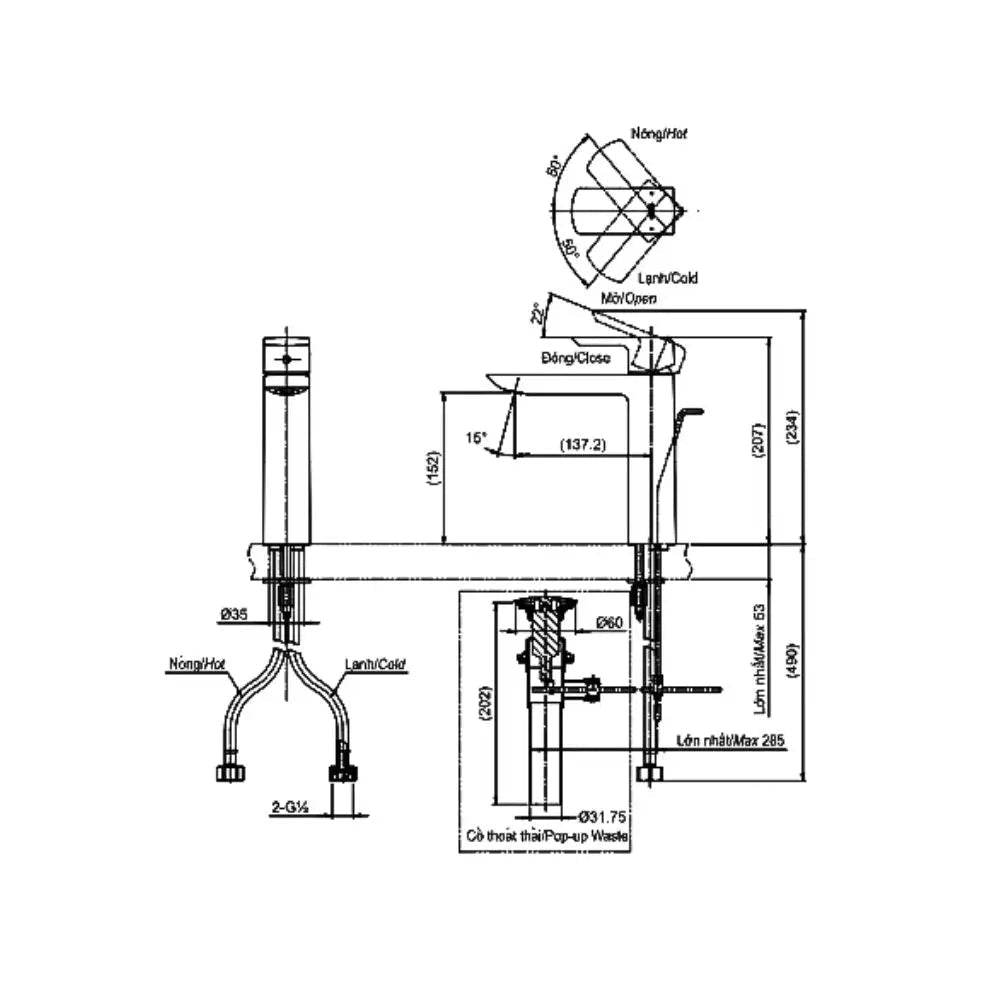 Tlg02304V Vòi Lavabo Nóng Lạnh