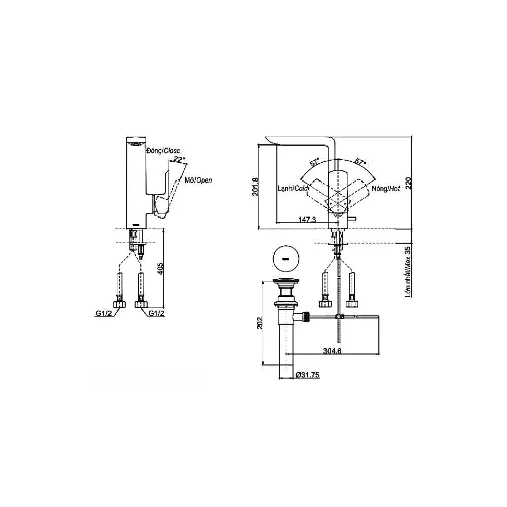 Tlg02309Bb Vòi Lavabo Nóng Lạnh