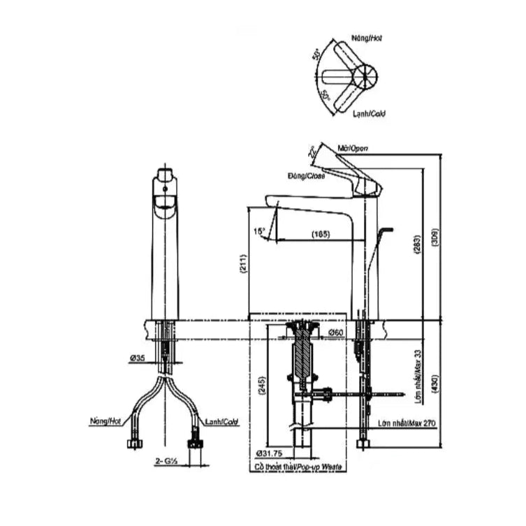 Tlg03305V Vòi Lavabo Nóng Lạnh