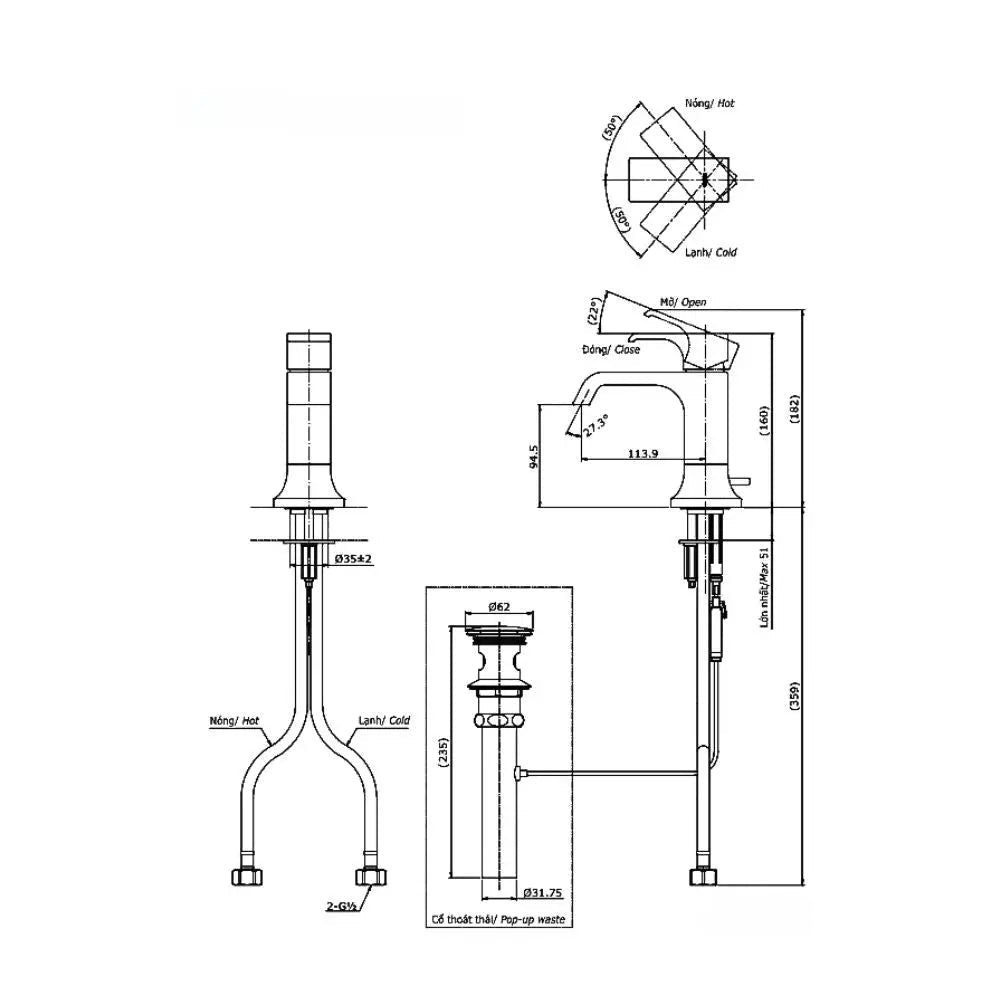 Tlg08301V Vòi Lavabo Nóng Lạnh