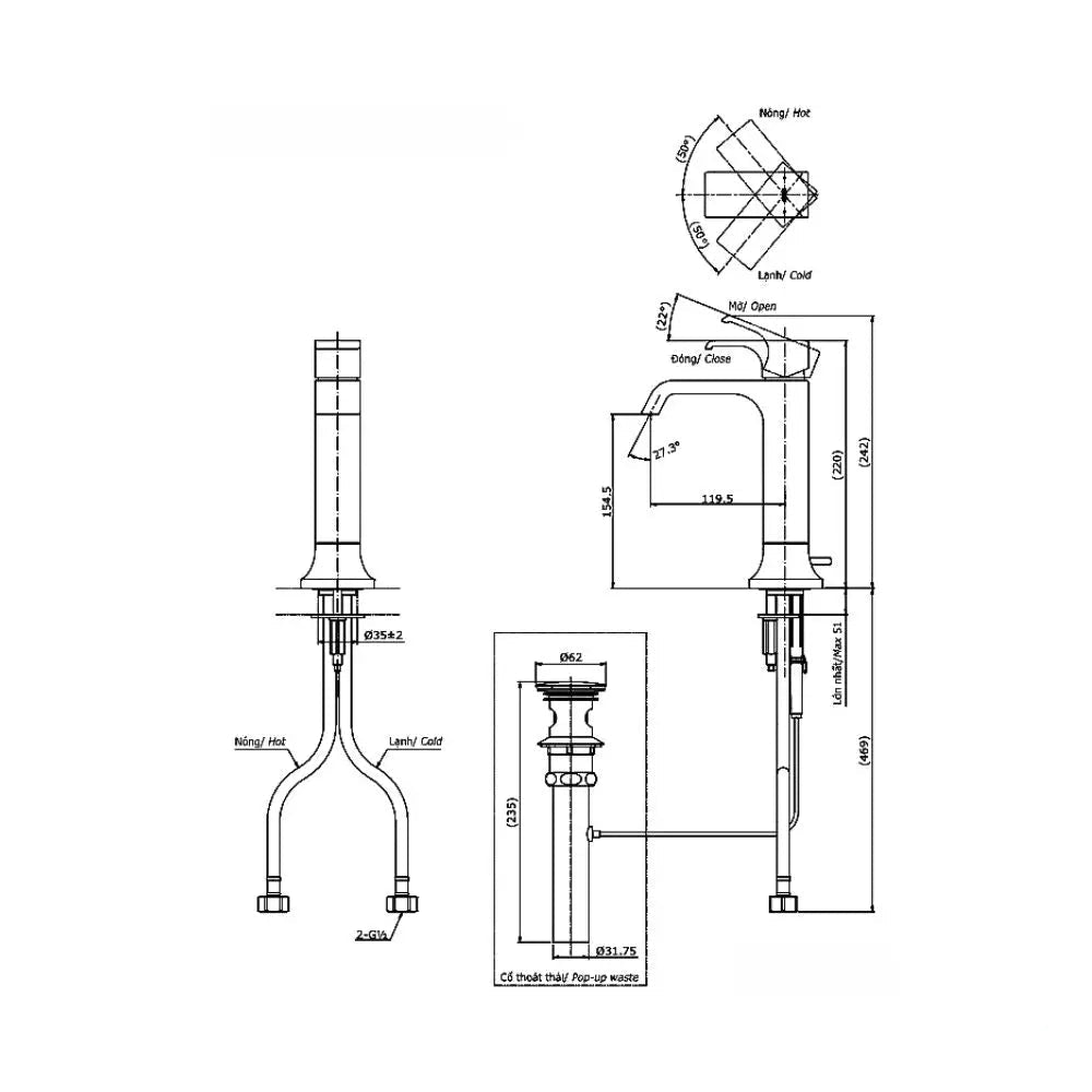 Tlg08303V Vòi Lavabo Nóng Lạnh