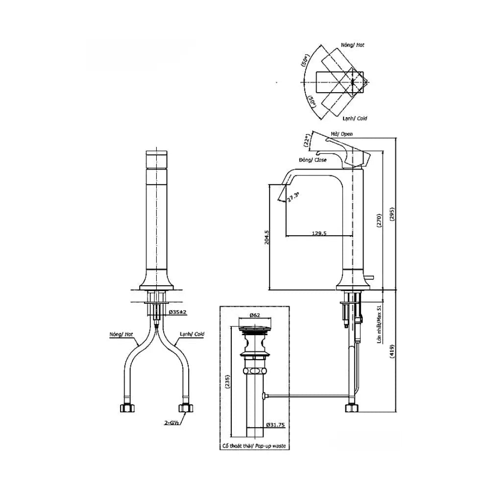 Tlg08305V Vòi Lavabo Nóng Lạnh