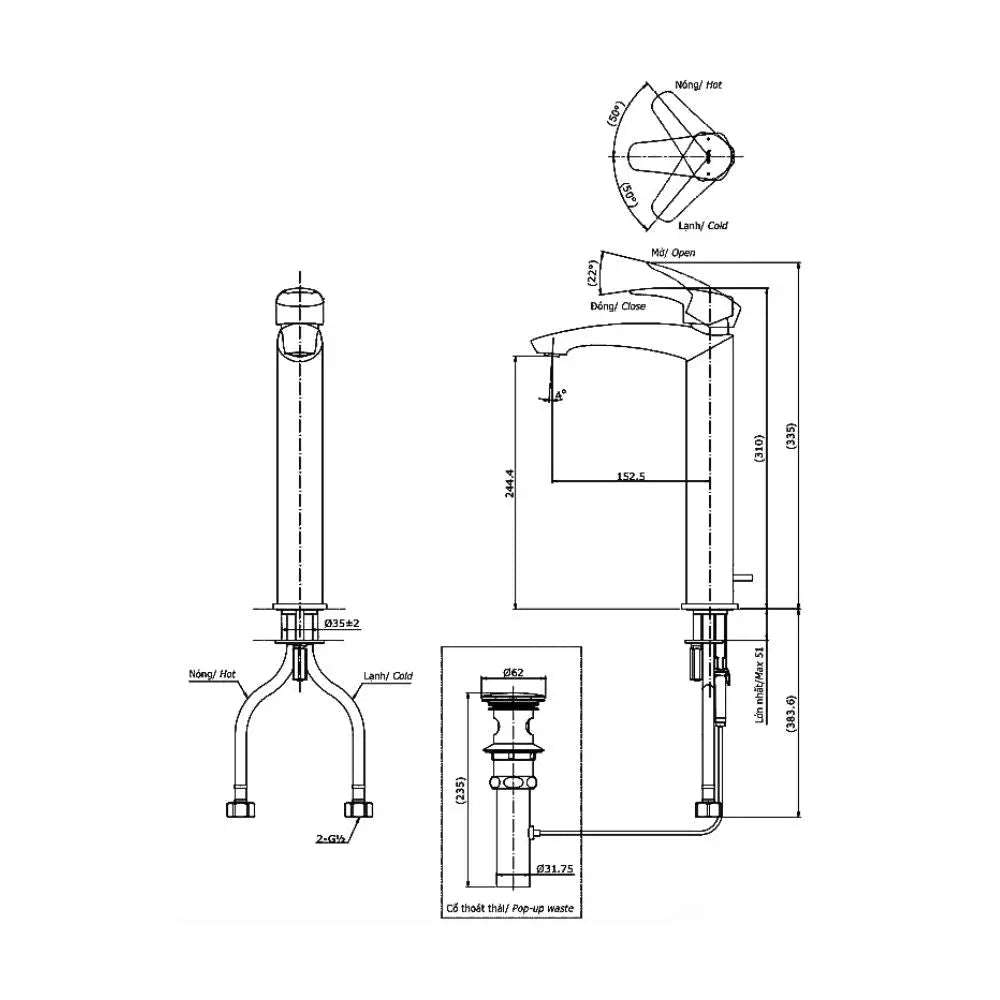 Tlg09305V Vòi Lavabo Nóng Lạnh