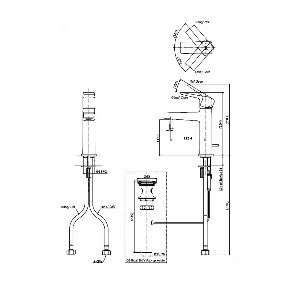 Tlg10301V Vòi Lavabo Nóng Lạnh