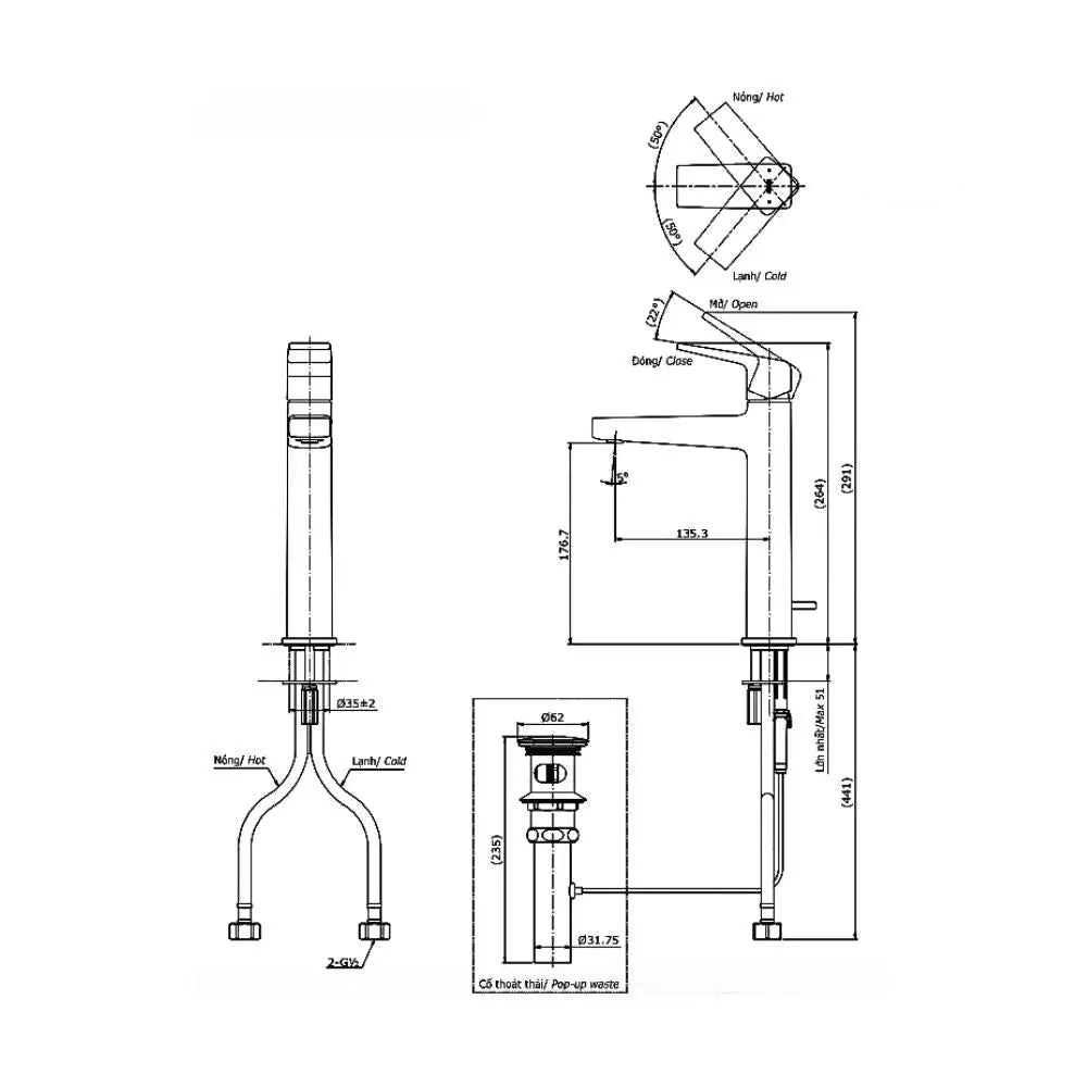 Tlg10303V Vòi Lavabo Nóng Lạnh