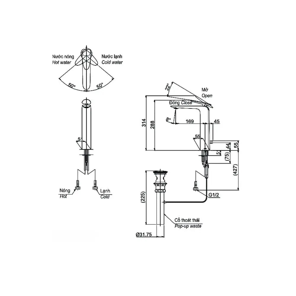 Tlp03301A1 Vòi Lavabo Nóng Lạnh