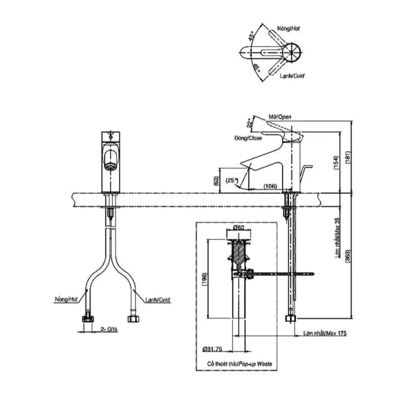 Tls01301V Vòi Lavabo Nóng Lạnh
