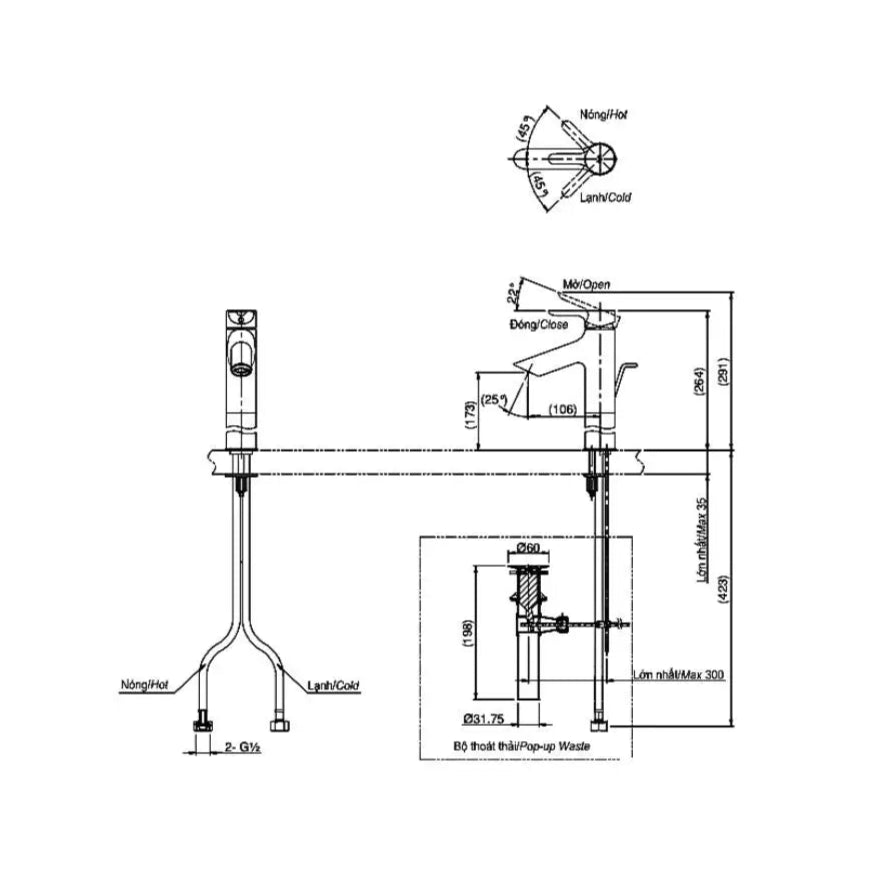 Tls01304V Vòi Lavabo Nóng Lạnh