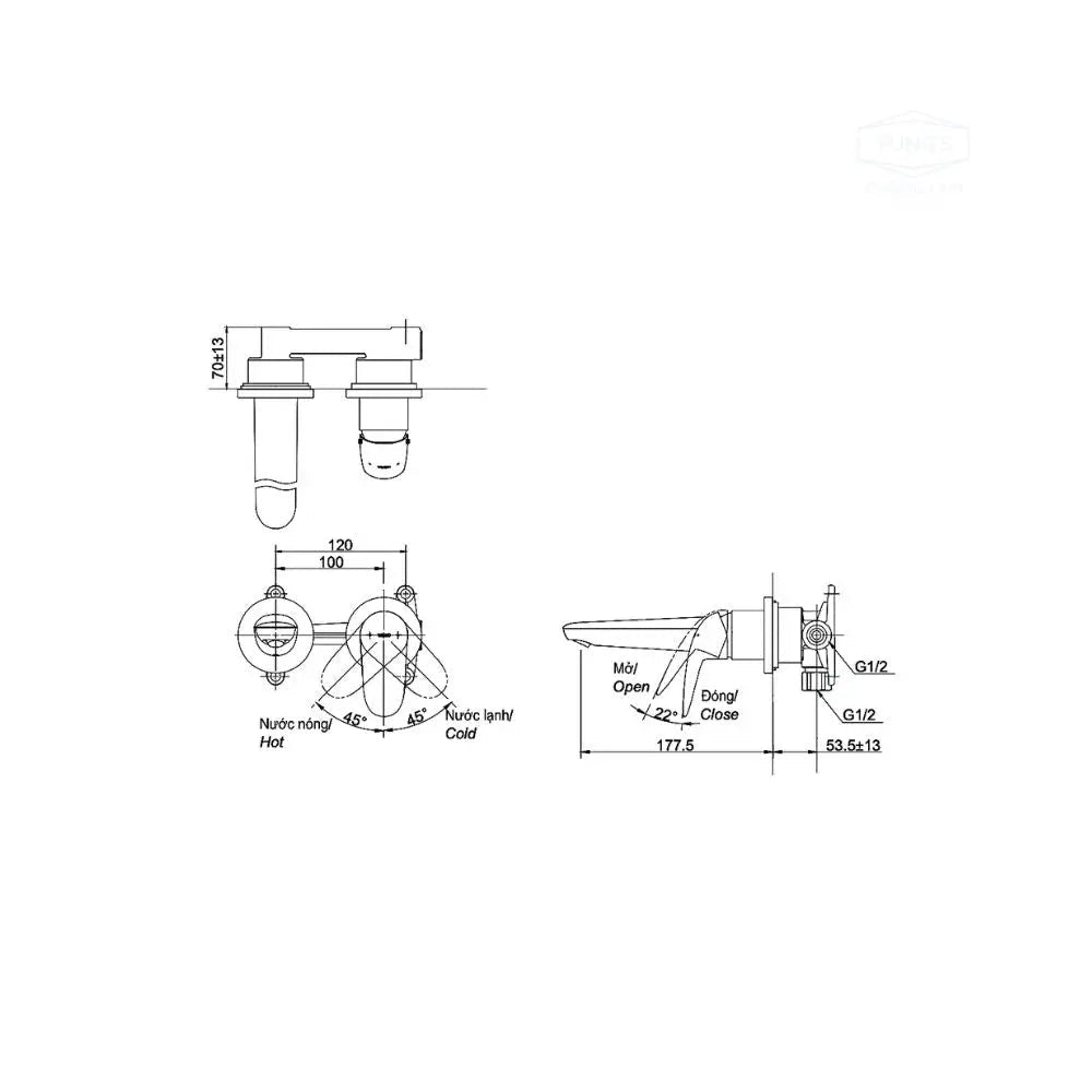 Vòi chậu gắn tường TLS03307B | Thiết Bị Vệ Sinh TOTO