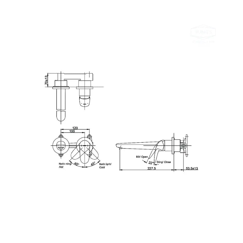 Vòi chậu gắn tường TLS03308B | Thiết Bị Vệ Sinh TOTO