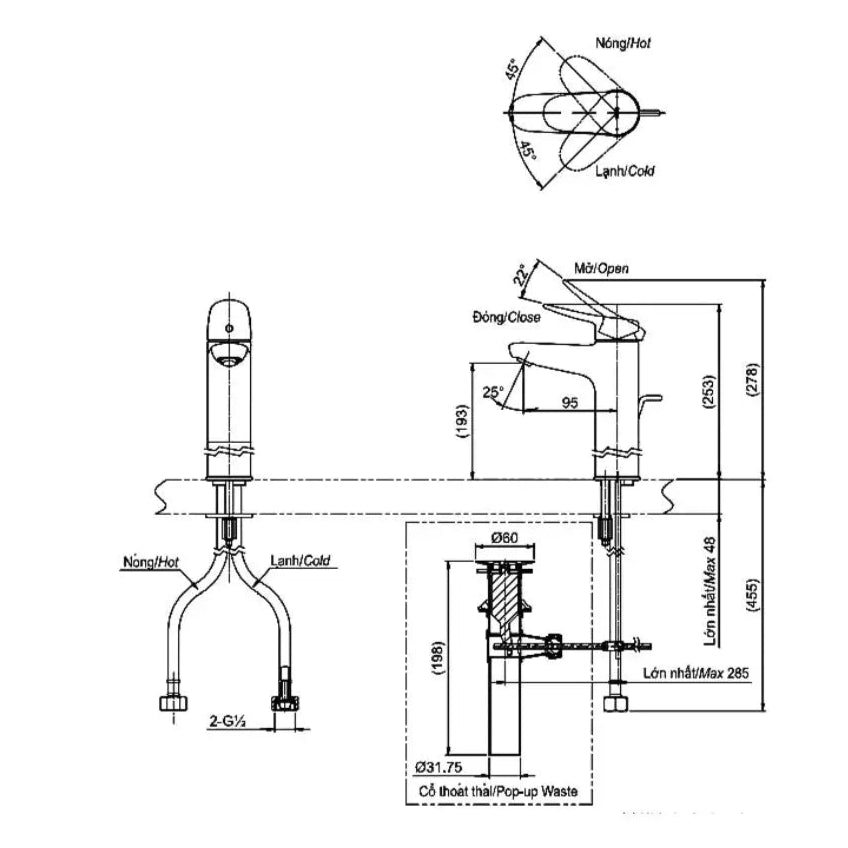 Tls04304V Vòi Lavabo Nóng Lạnh