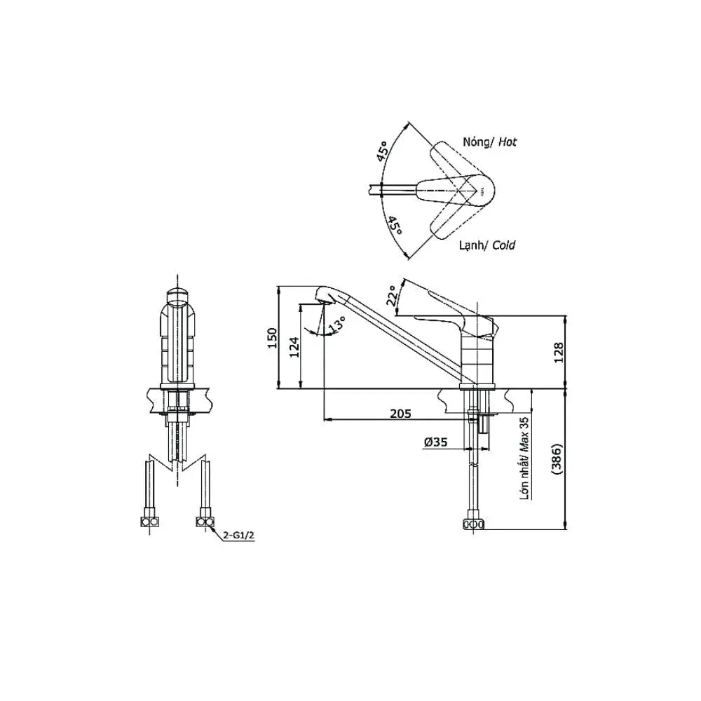 Ttkc301Fv Vòi Lavabo Nóng Lạnh
