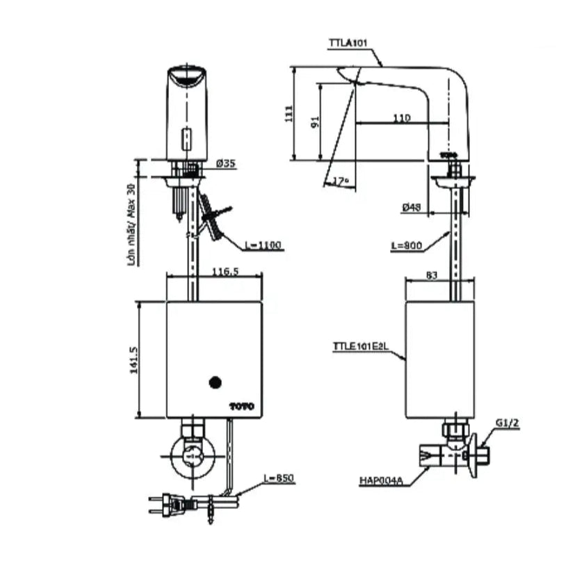 Ttla101 Ttle101E2L Hap004A Vòi Lavabo Tự Động