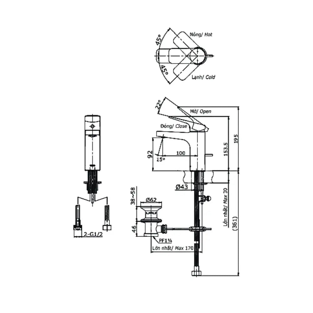 Ttlr302F-1Nr Vòi Lavabo Nóng Lạnh