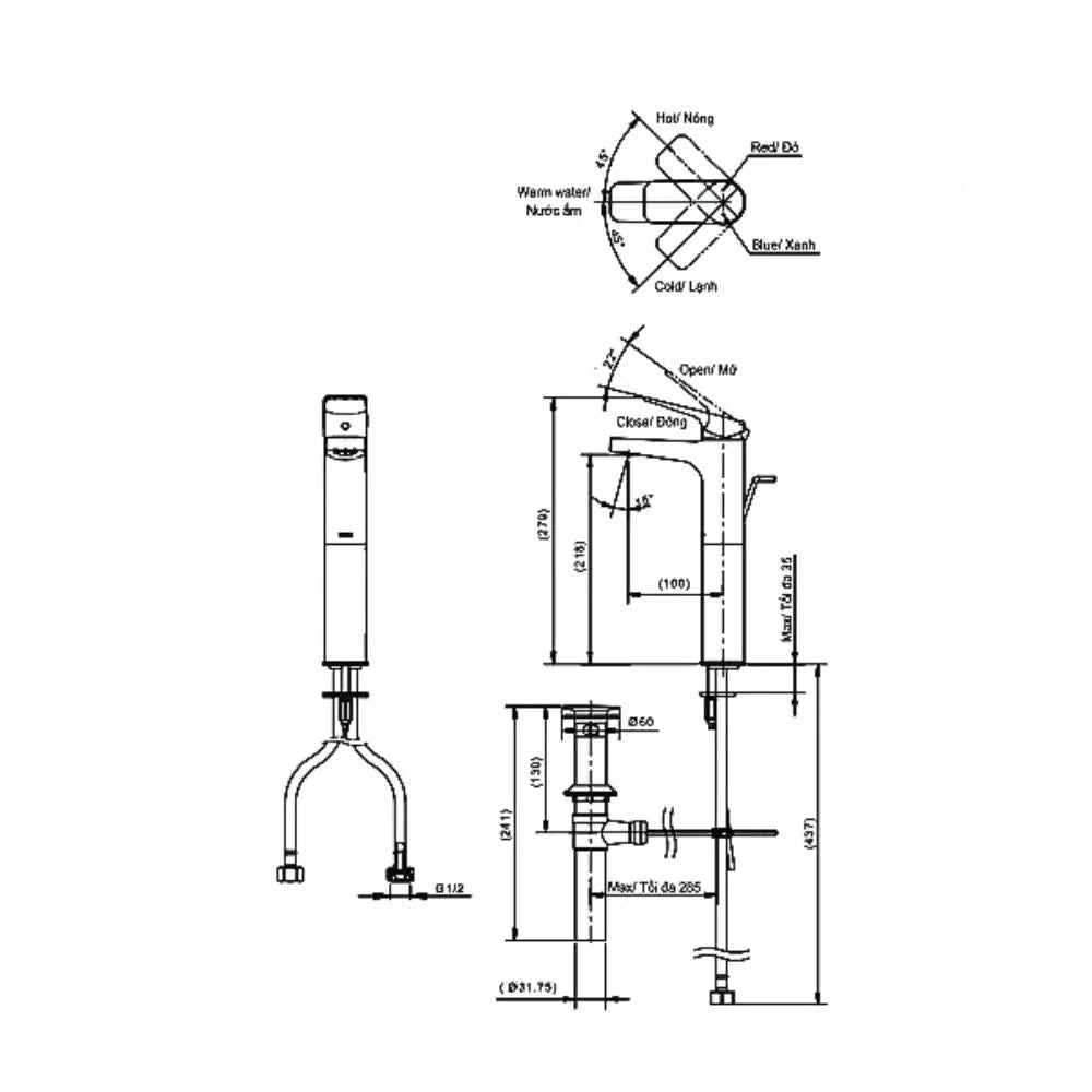 Ttlr302Fv-1R Vòi Lavabo Nóng Lạnh