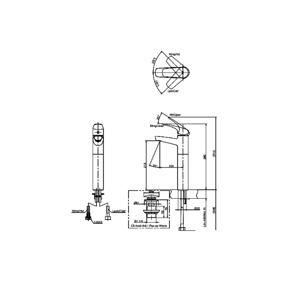 Tvlm106Cr Vòi Lavabo Nóng Lạnh