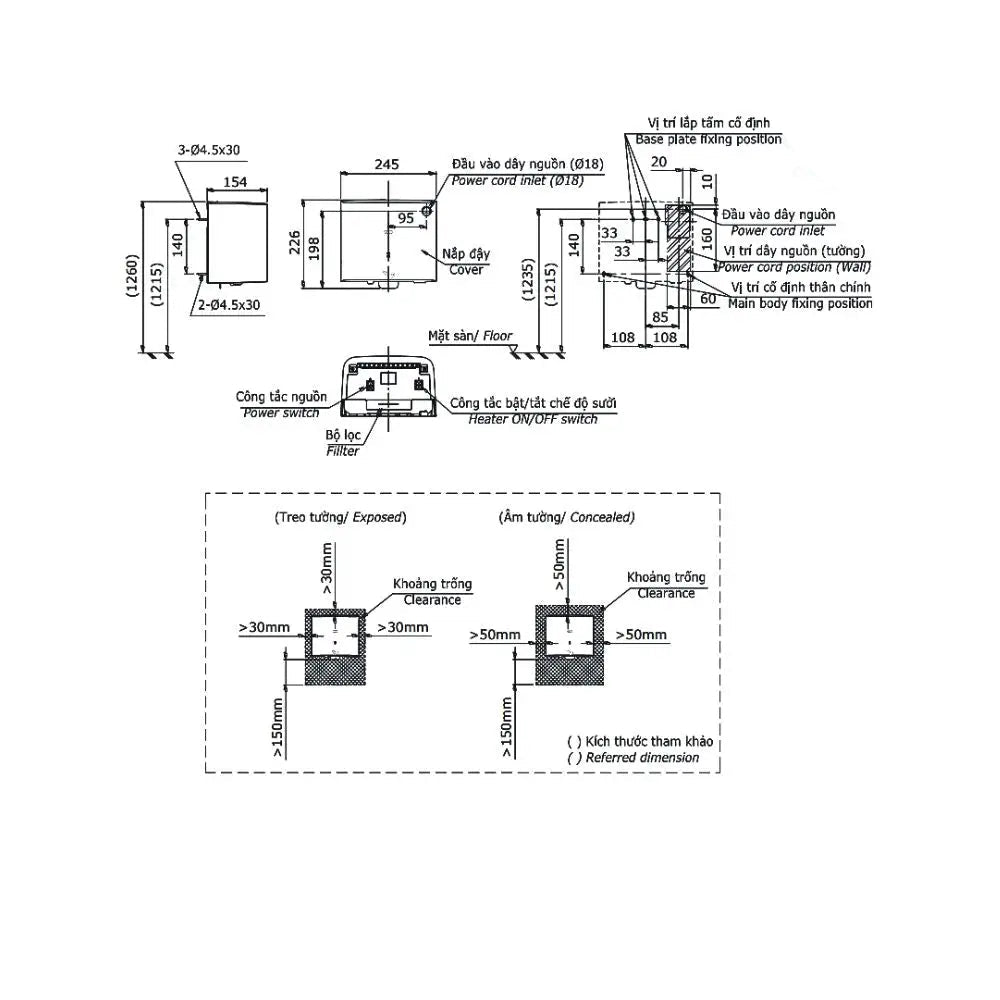 Máy sấy tay TYC322WF | Thiết Bị Vệ Sinh TOTO