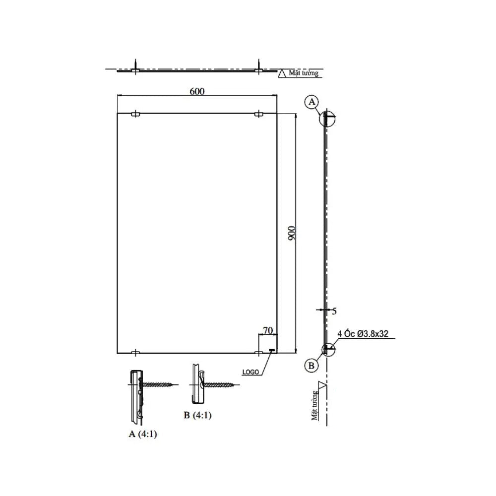 Gương phòng tắm YM6090A | Thiết Bị Vệ Sinh TOTO