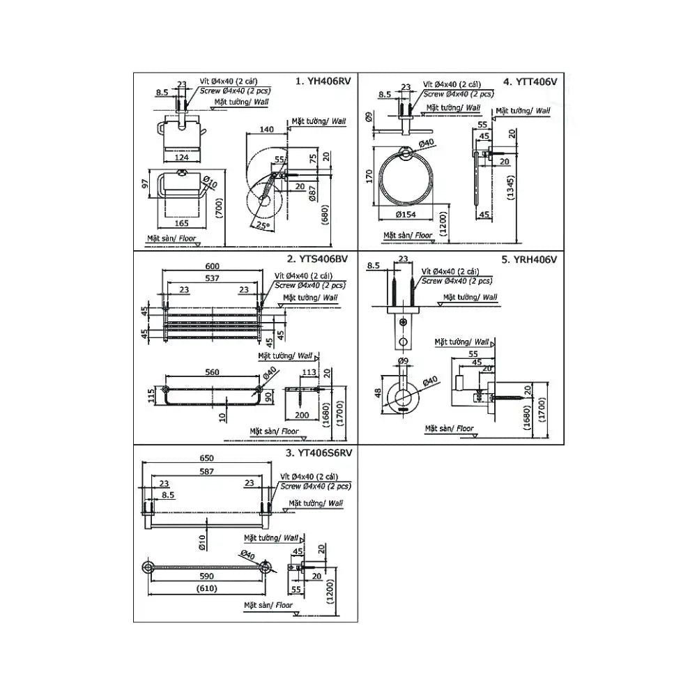 Bộ 3 sản phẩm L YS406N5V | Thiết Bị Vệ Sinh TOTO