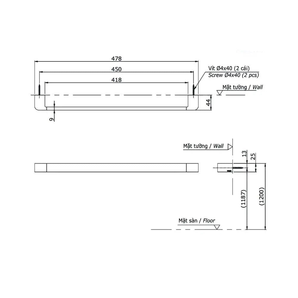 Thanh vắt khăn G YT902S4V | Thiết Bị Vệ Sinh TOTO